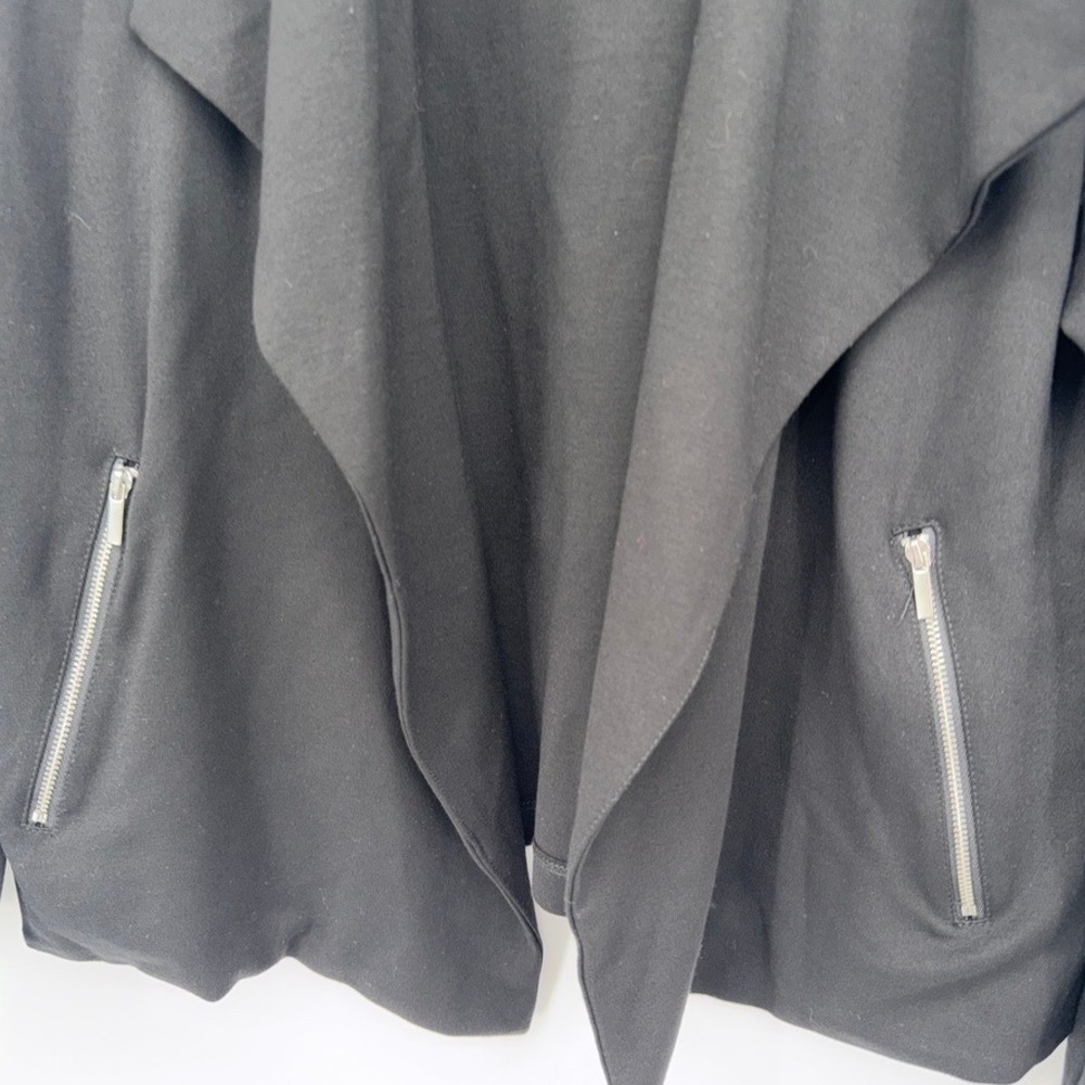 Massini Open Front Drape Neck Blazer Jacket Neutral Layering Black Plus Size 1X - Picture 4 of 8